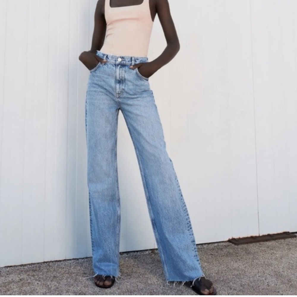 NWT ZARA full length wide leg jeans size 4 (27)